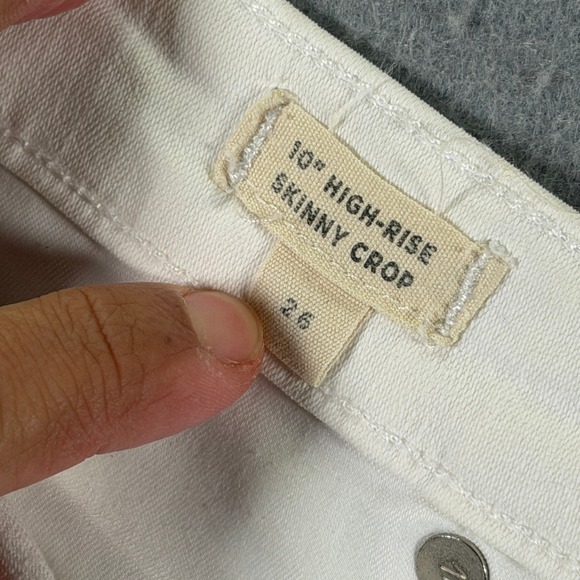 Madewell High Rise Skinny Crop Jeans White Button Fly Frayed Hem Size 26 - Picture 11 of 15